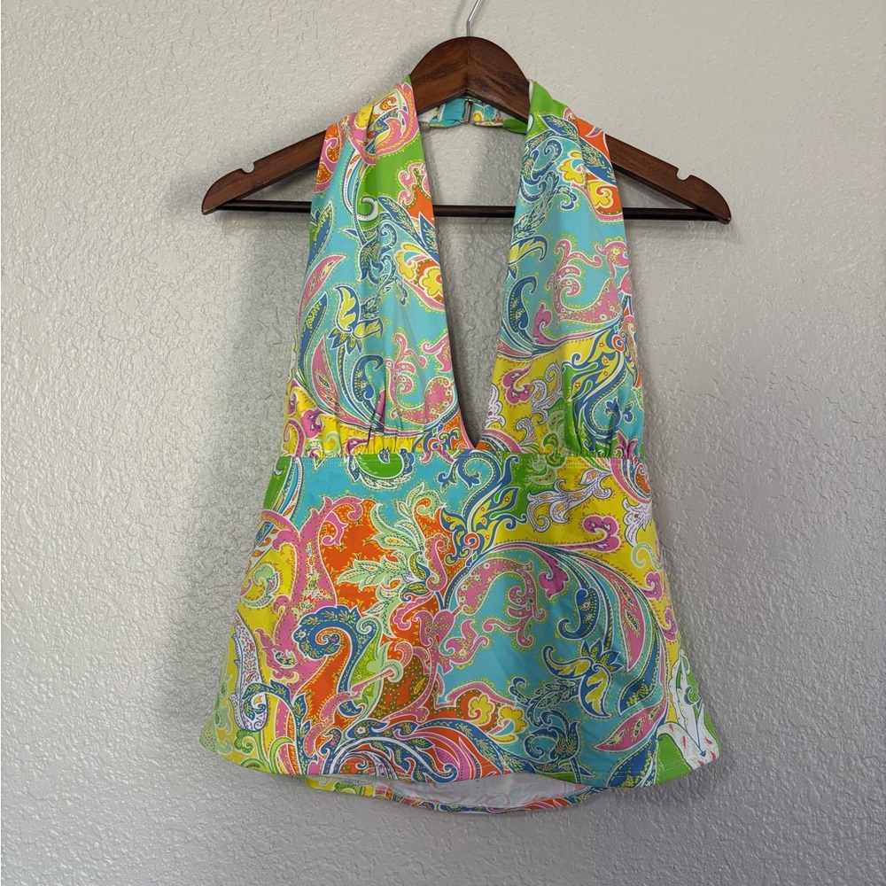 Lauren Ralph Lauren Green Fiesta Paisley Tankini Top